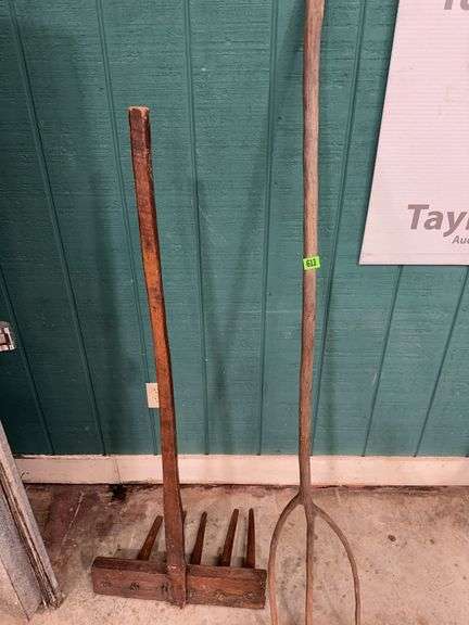 Farm Pitchfork and Wooden Manure Fork image