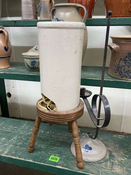 Stoneware Crock on Stand, and Candle Holder image