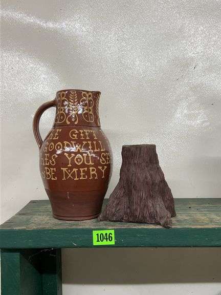 Wisconsin Pottery Pitcher and Tree Stump Figurine image