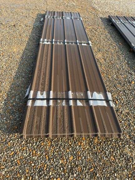 Lot of 38 Bronze Metal Pole Barn Siding Sheets, 29 Gauge, 3' x 12' image