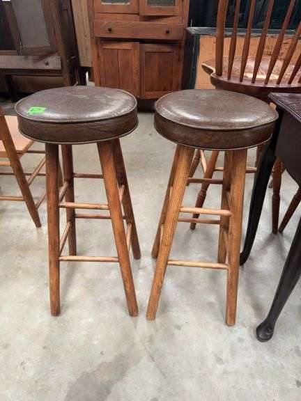 Pair of Wooden Bar Stools image