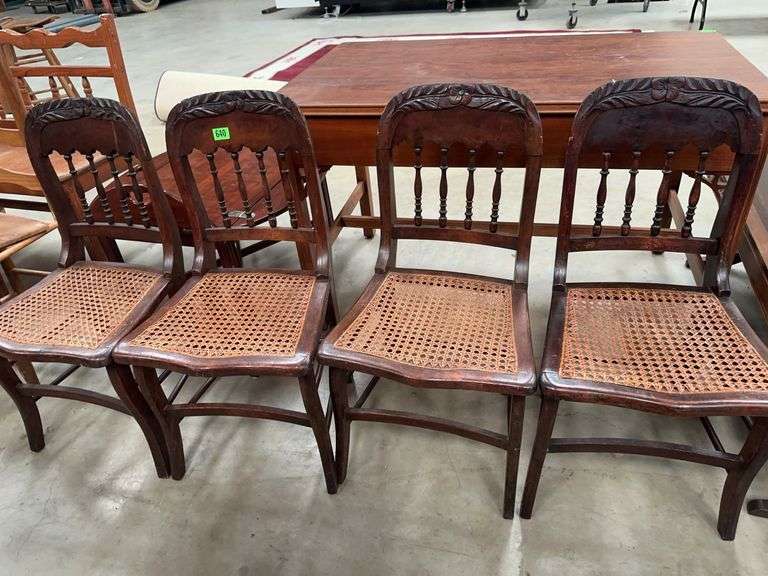 Set of Four Carved Wood Dining Chairs image