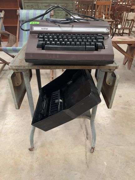 Toledo Guild Drop Leaf Metal Utility Table and Typewriter image