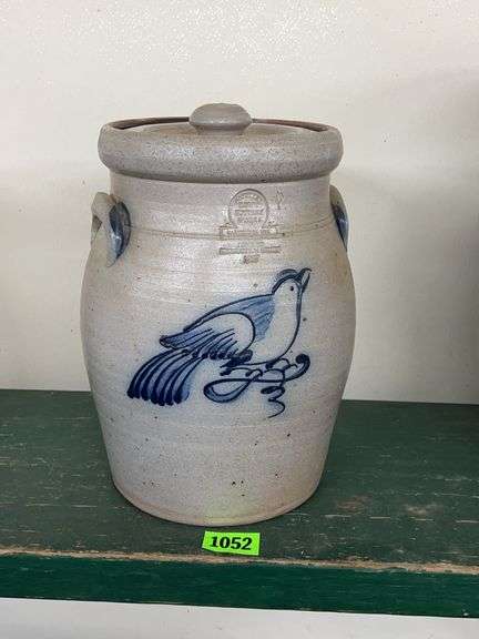 Rowe Pottery Works Cambridge WI 1987 Limited Production Stoneware Jar with Bird image