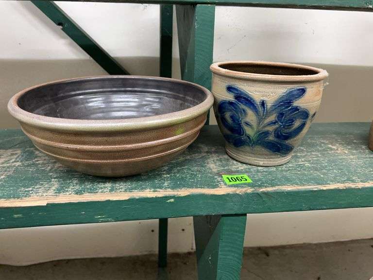 Rowe Pottery Works Bowl & Wisconsin Pottery 1987 Planter image