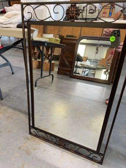 Decorative Bronze Finish Framed Wall Mirror image