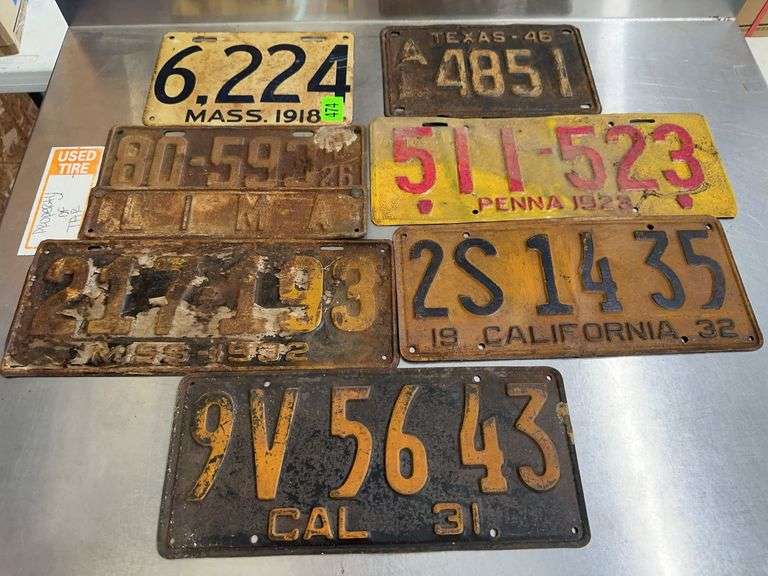 Early State License Plates - Massachusetts, Texas, California & Pennsylvania image