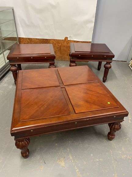 Matching Coffee Table and End Table Set with Ornate Legs image