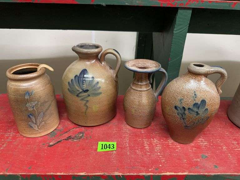 Lot of Four Stoneware Vessels with Spoon image
