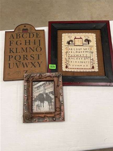 Alphabet Plaque, Framed Stitchery, and Western Photo image
