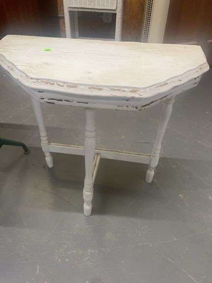 White Painted Half-Moon Accent Table image