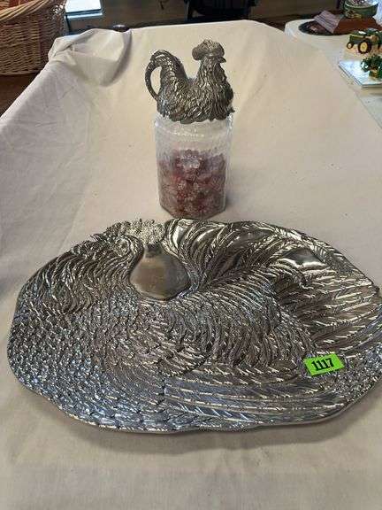 Arthur Court Rooster Platter and Rooster Candy Dish image