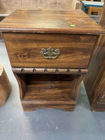 Wooden Bedside Table with Drawer and Shelf image