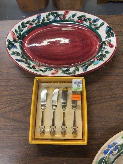 Hand-Painted Serving Platter and Towle Spreaders image