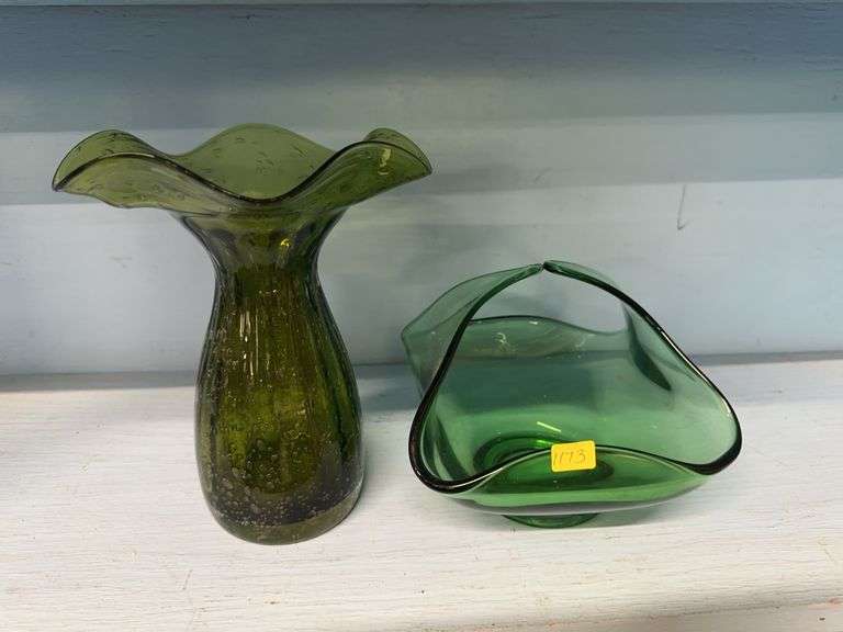 Two Green Glass Vases image