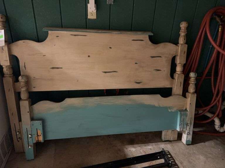 Distressed Style Painted Wood Bed Frame image