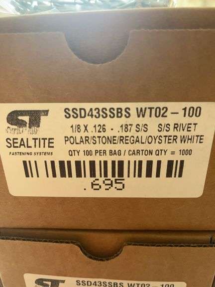 2 Boxes Sealtite SSD43SSBS WT02-100 Rivets, Polar/Stone/Regal/Oyster White image
