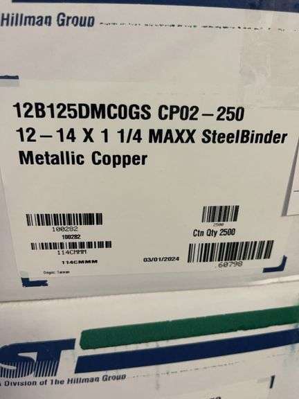 5 Boxes Hillman Metallic Copper Screws - 12-14 x 1 1/4 image