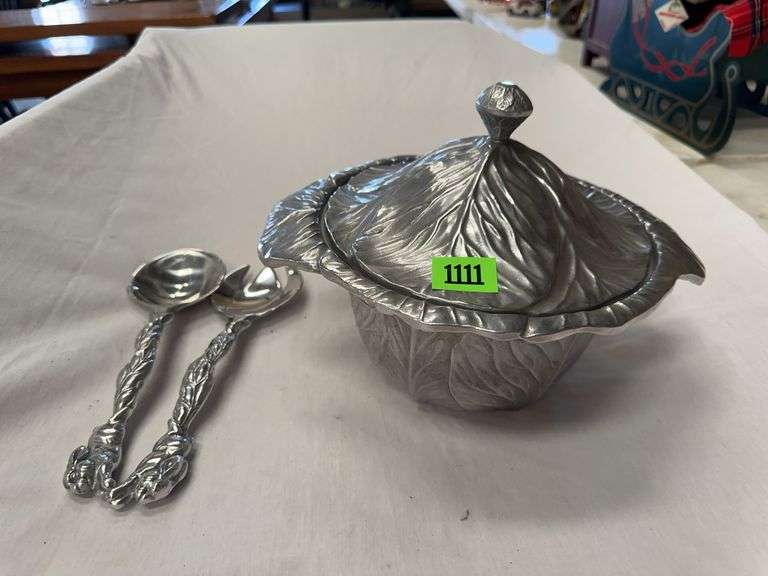 Cabbage Leaf Salad Bowl Set with Serving Spoons image