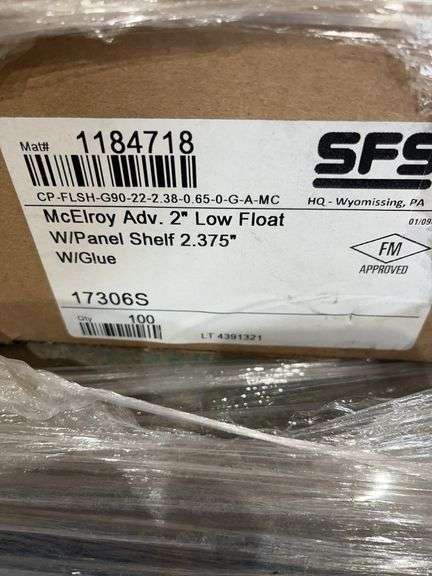 4 Boxes SFS McElroy Adv. 2" Low Float W/Panel Shelf 2.375" W/Glue image