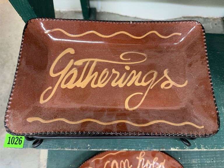 Gatherings Decorative Pottery Dish with Metal Stand image