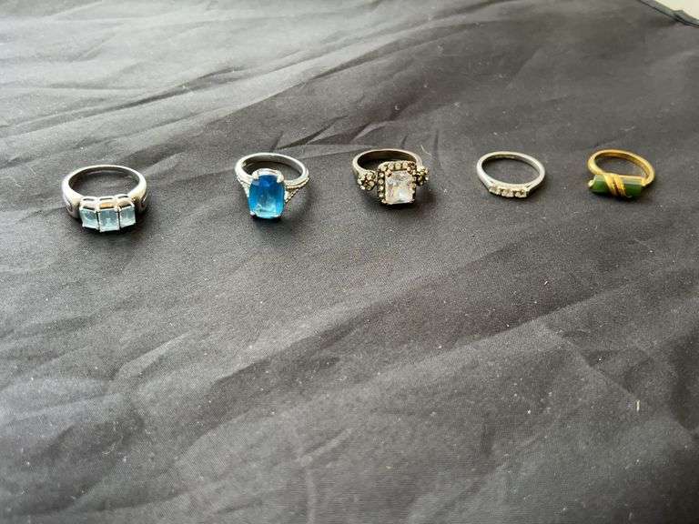 3 Costume Jewelry Rings, 2 Sterling image