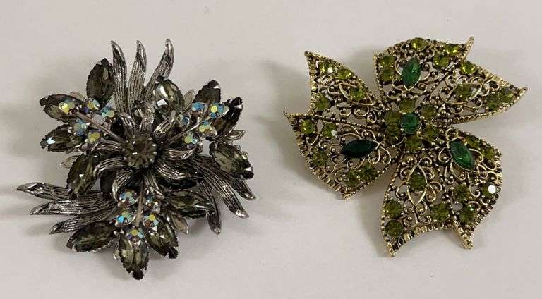 Two Decorative Floral Brooches image