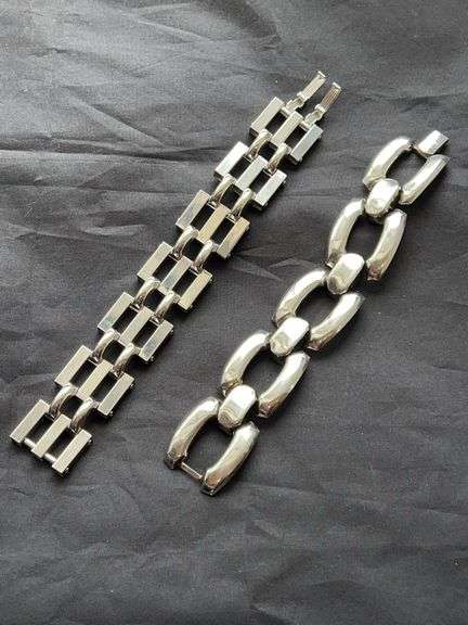 2 Costume Jewelry Silver Bracelets image