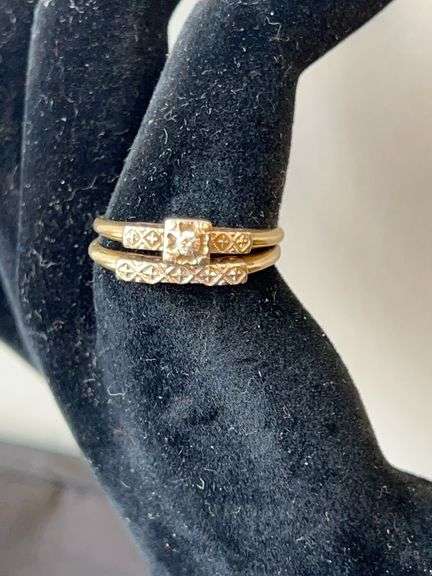 14k Pat Fl-5 Princess Wedding Ring Set image