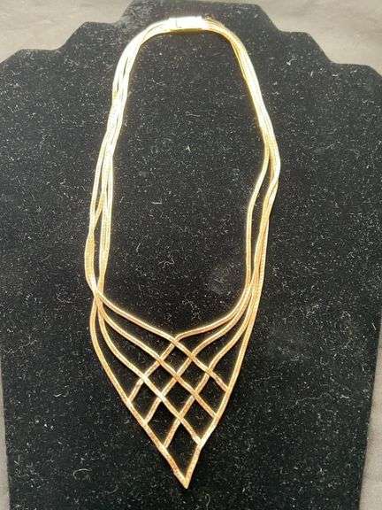 Tricolor 14k Italy Bib Necklace, 16 grams image