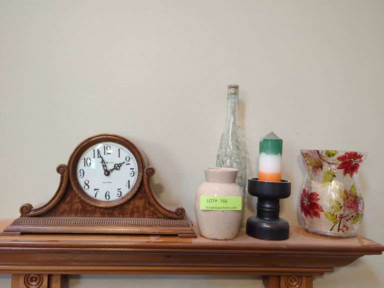 Howard Miller Mantle Clock and decorative items Burgess Auctions LLC