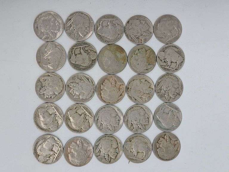 United States Silver Twenty-Five Mixed Date Buffalo Nickels