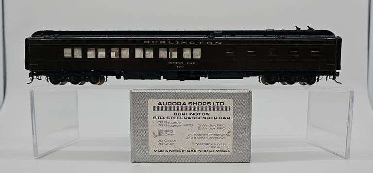 AURORA SHOPS LTD. HO BRASS BURLINGTON STANDARD STEEL PASSENGER CAR SET image