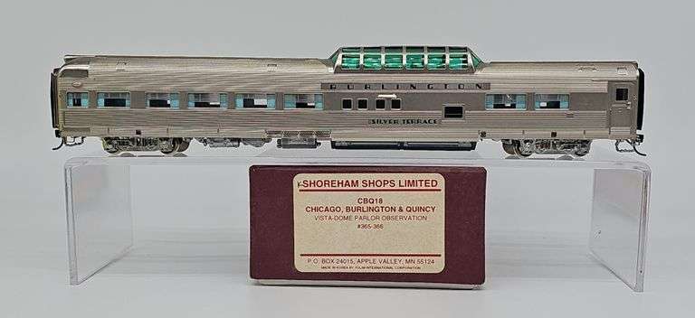 Shoreham Shops Limited HO Brass CB&Q Vista-Dome Parlor Observation Cars #365–366 image