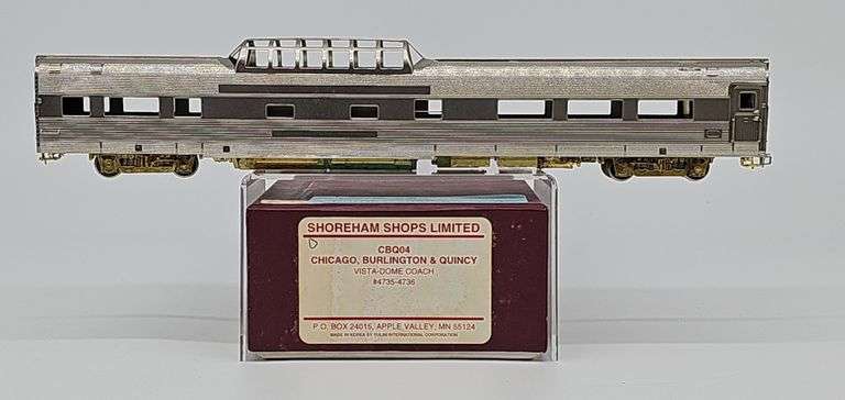 SHOREHAM SHOPS LIMITED HO BRASS CBQ VISTA-DOME COACH #4735-4736 image