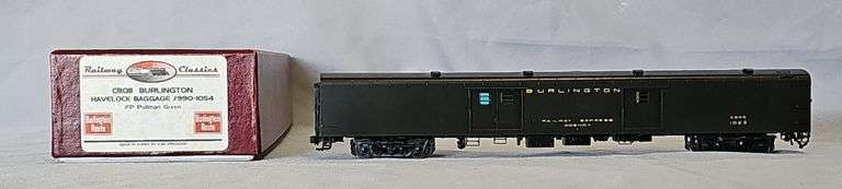 RAILWAY CLASSICS 990-1054 HO BRASS CB&Q HAVELOCK BAGGAGE CAR image