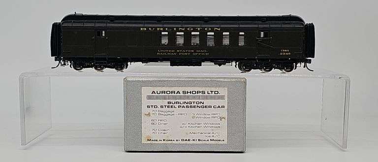 Aurora Shops Ltd. HO Brass Burlington 70' Baggage–RPO Standard Steel Passenger Car image