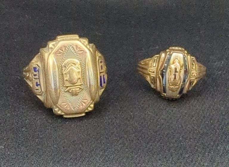 2 10 k yellow gold class rings 9.9g