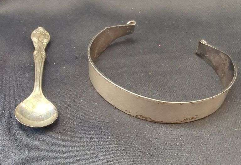 Sterling spoon pin and bracelet part 20.6g