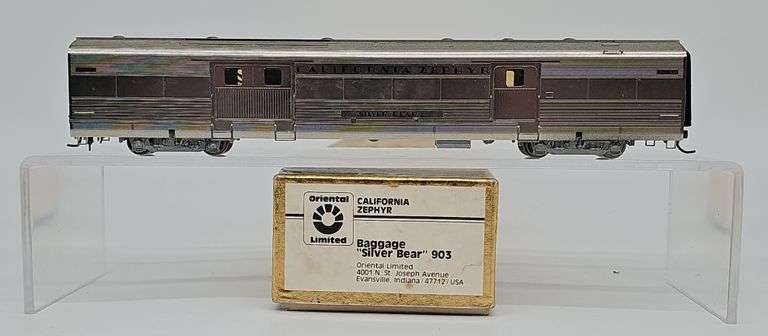 ORIENTAL LIMITED HO BRASS CALIFORNIA ZEPHYR BAGGAGE CAR "SILVER BEAR" #903 image