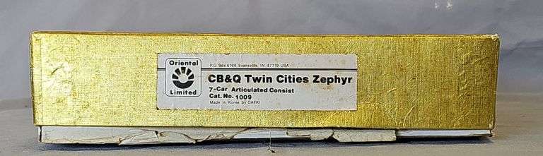 ORIENTAL LIMITED HO BRASS CB&Q TWIN CITIES ZEPHYR 7-CAR PASSENGER SET image
