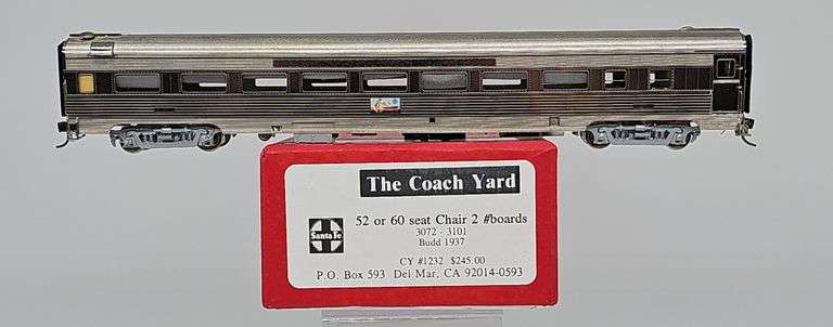 The Coach Yard HO Brass ATSF 52/60-Seat Chair Car #3072–3101 — Budd 1937 Design image