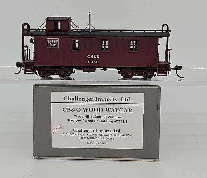 Challenger Imports HO Brass CB&Q 30' Wood Waycar NE-1 (3-Window) — Factory Painted image