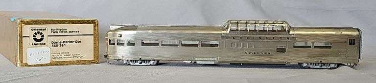 ORIENTAL LIMITED HO BRASS CBQ "SILVER VIEW" VISTA DOME PARLOR OBSERVATION CAR image