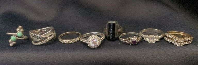 9 sterling silver rings 32.8 g