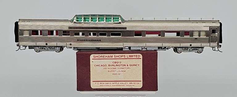 Shoreham Shops Limited HO Brass CB&Q Vista-Dome Dormitory Buffet-Lounge Cars #320–321 image