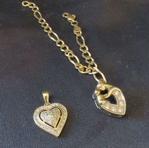 10k bracelet with sterling silver heart charm total weight 10.1g