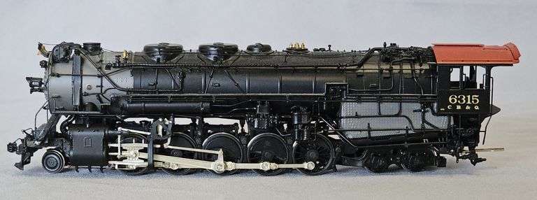 CHALLENGER IMPORTS 2132.1 HO BRASS CB&Q M-4a 2-10-4 STEAM LOCOMOTIVE #6315 WITH ELESCO FEEDWATER HEATER image
