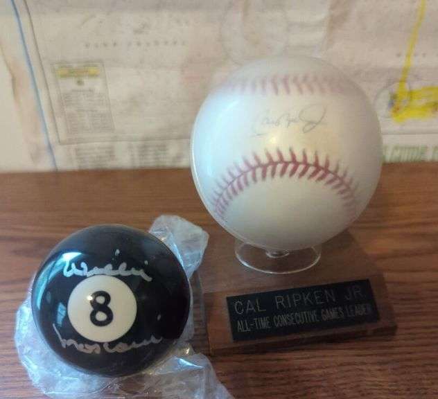 Signed Cal Ripken Jr. Baseball and Signed 8 Ball