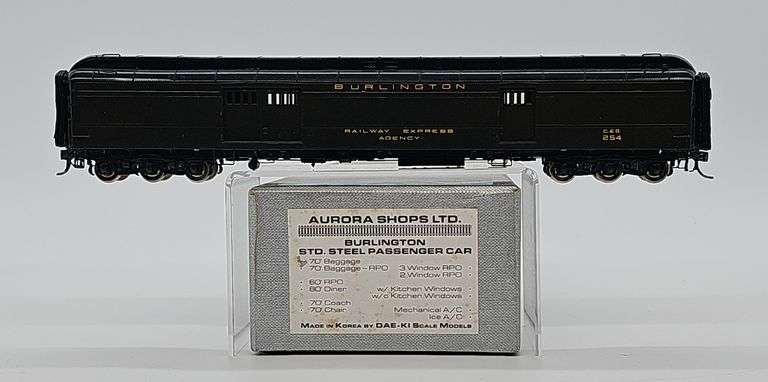 AURORA SHOPS LTD. HO BRASS BURLINGTON 70' BAGGAGE CAR image